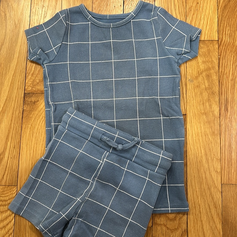 Lil Legs Analogie blue ribbed shorts set 2 pc short sleeved tee & shorts 3T - Picture 5 of 6